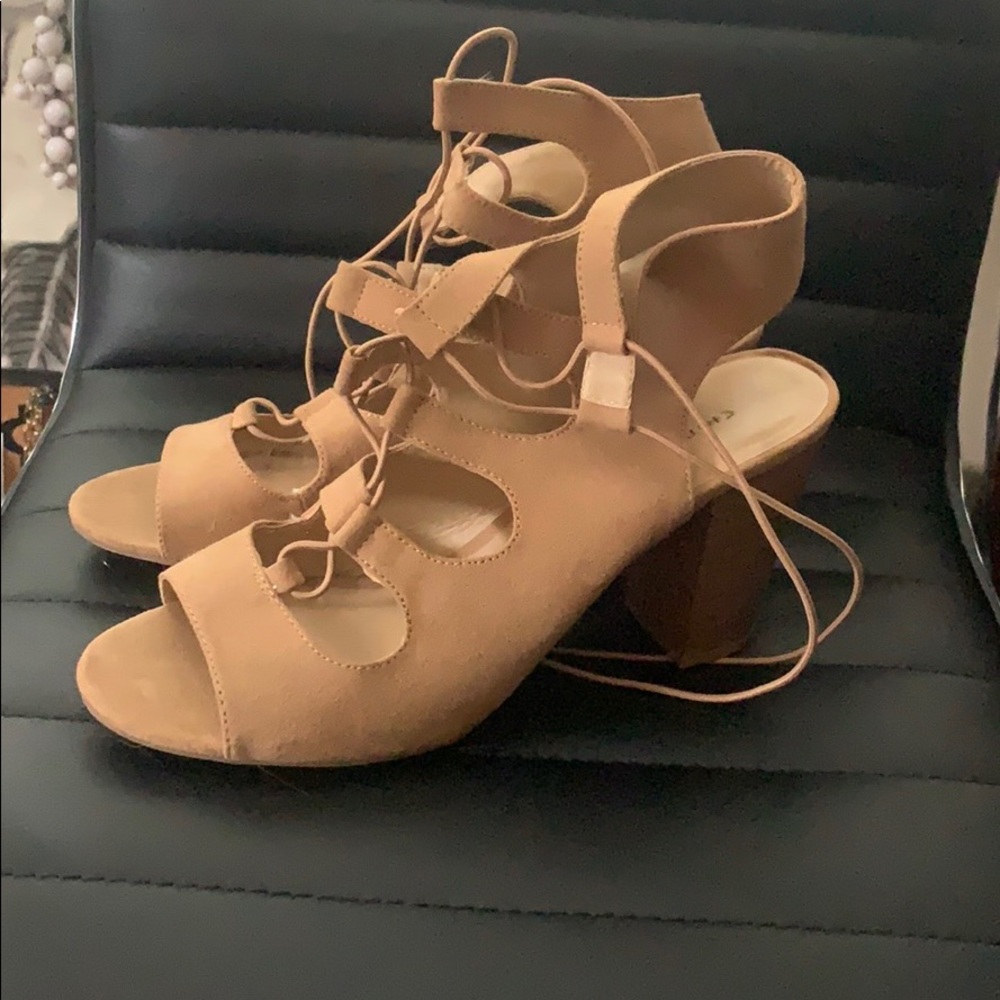 Tan lace up heels